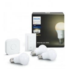 Комплект умных ламп Philips Hue White E27 Starter Kit с пультом ДУ и блоком управления