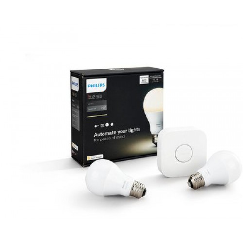 Умная лампа Philips Hue White E27 Starter Kit (2шт) + блок управления